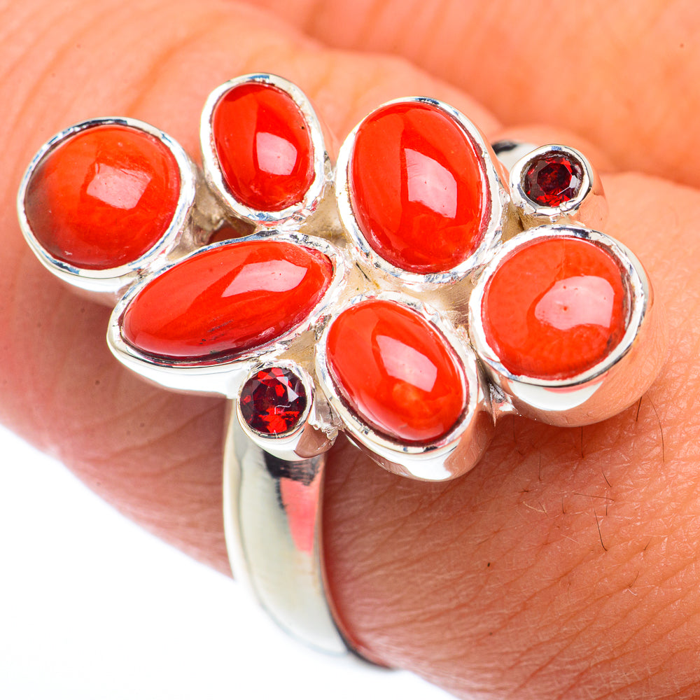Red Coral Rings handcrafted by Anasilvercos - RING73206