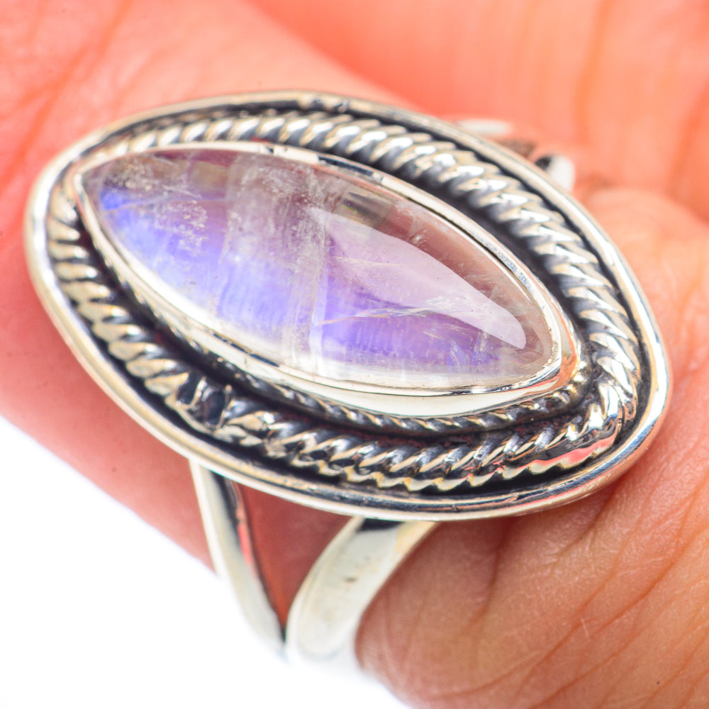 Rainbow Moonstone Rings handcrafted by Anasilvercos - RING73258