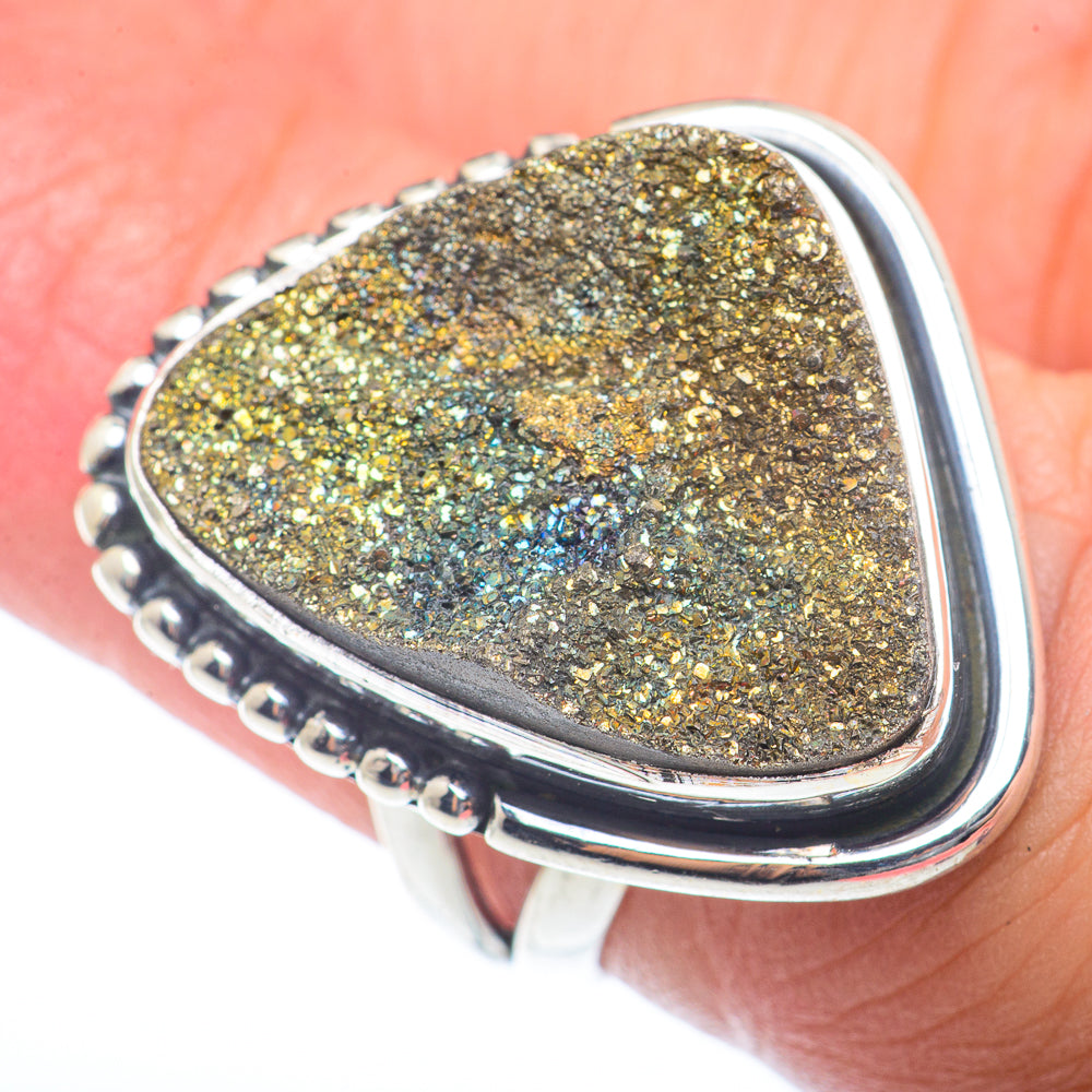 Spectro Pyrite Druzy Rings handcrafted by Anasilvercos - RING73294