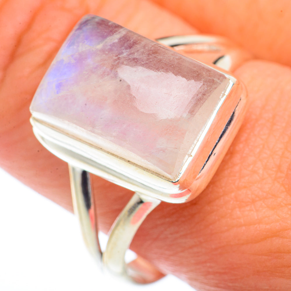 Rainbow Moonstone Rings handcrafted by Anasilvercos - RING73300