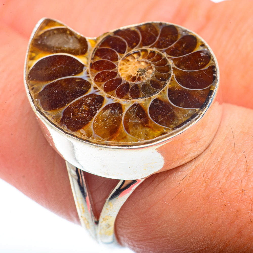Ammonite Fossil Rings handcrafted by Anasilvercos - RING73392