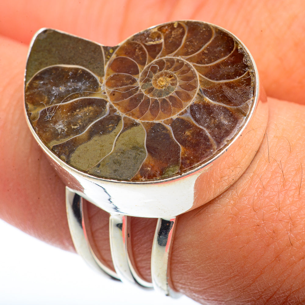 Ammonite Fossil Rings handcrafted by Anasilvercos - RING73429