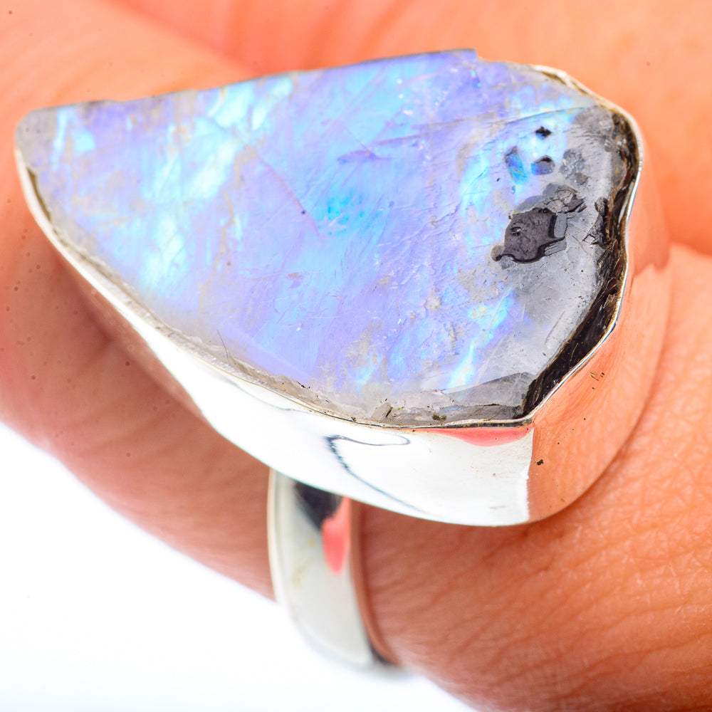Rainbow Moonstone Rings handcrafted by Anasilvercos - RING73444