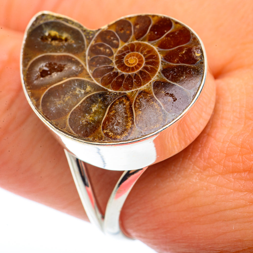 Ammonite Fossil Rings handcrafted by Anasilvercos - RING73460