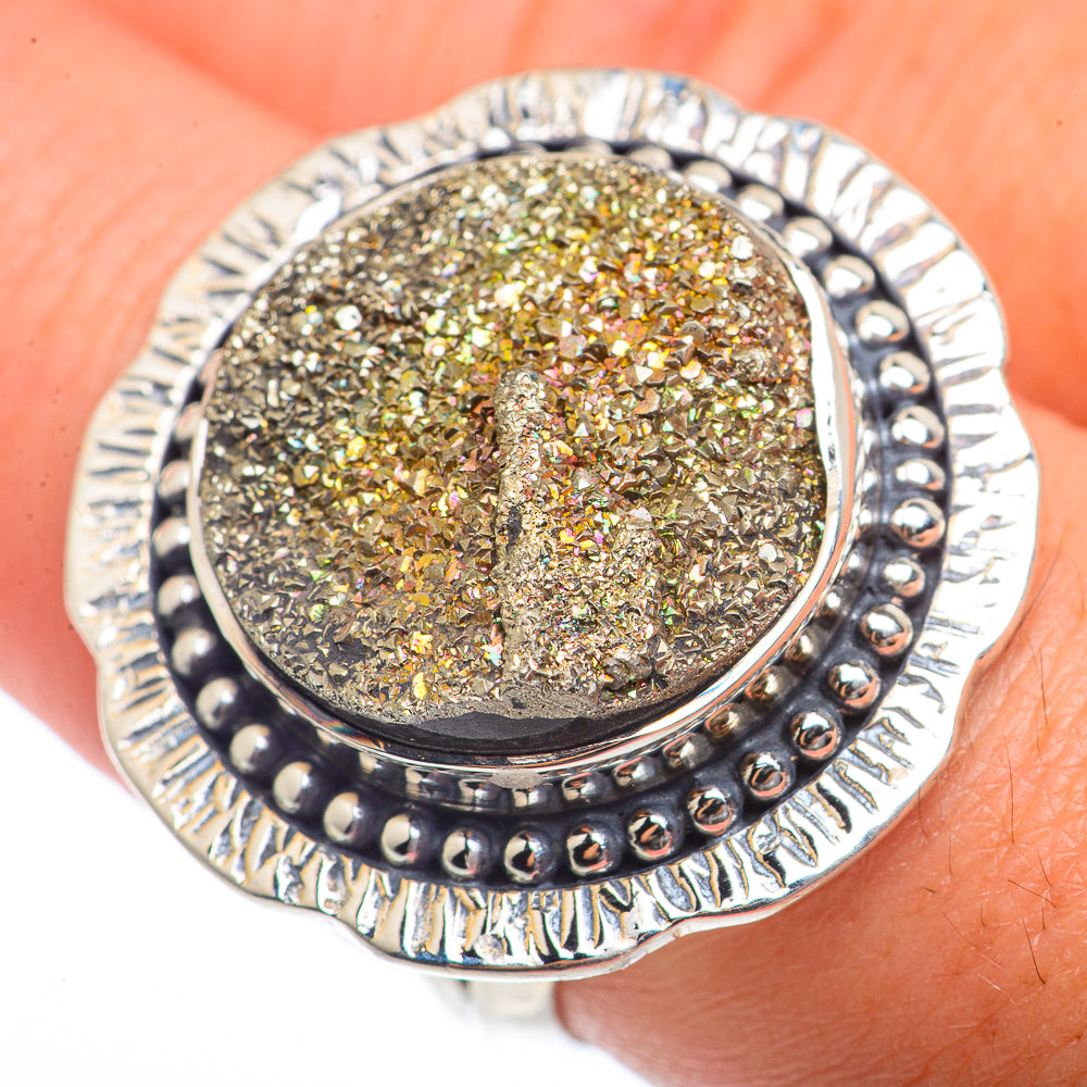 Spectro Pyrite Druzy Rings handcrafted by Anasilvercos - RING73465