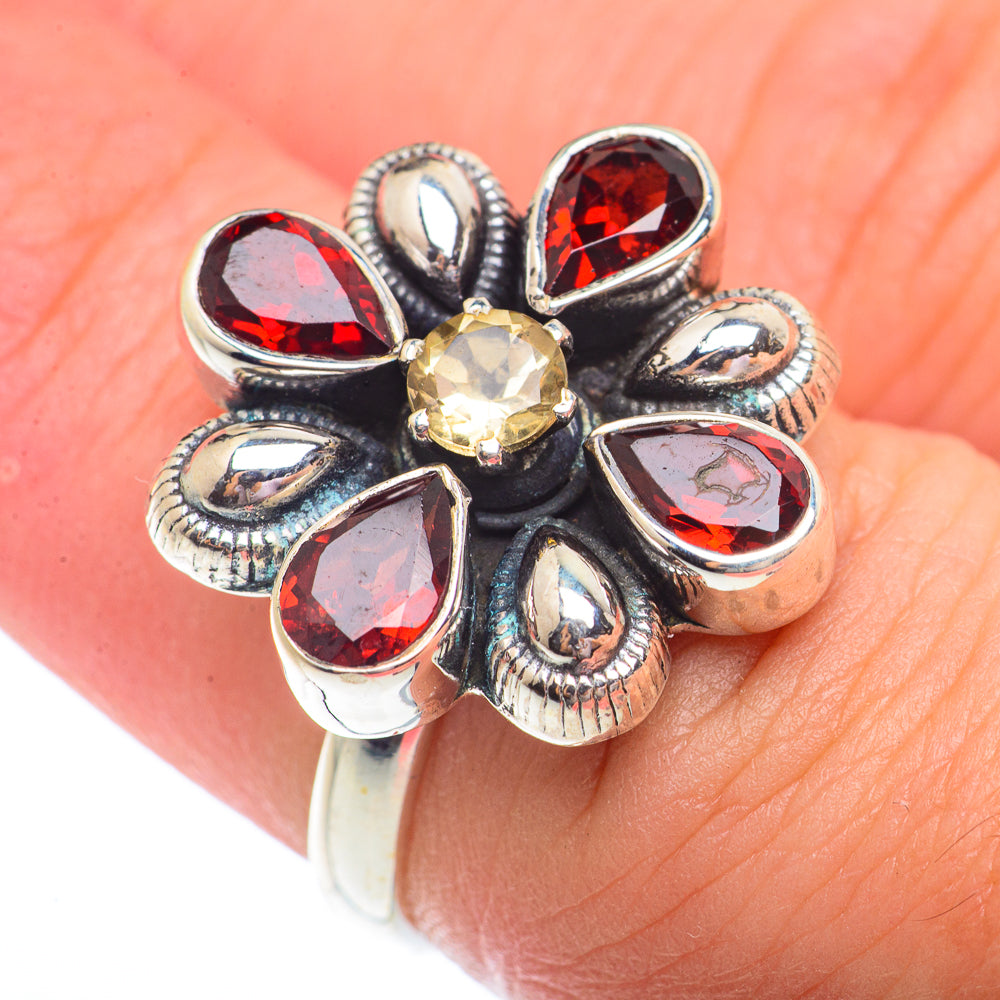 Garnet, Citrine Rings handcrafted by Anasilvercos - RING73496