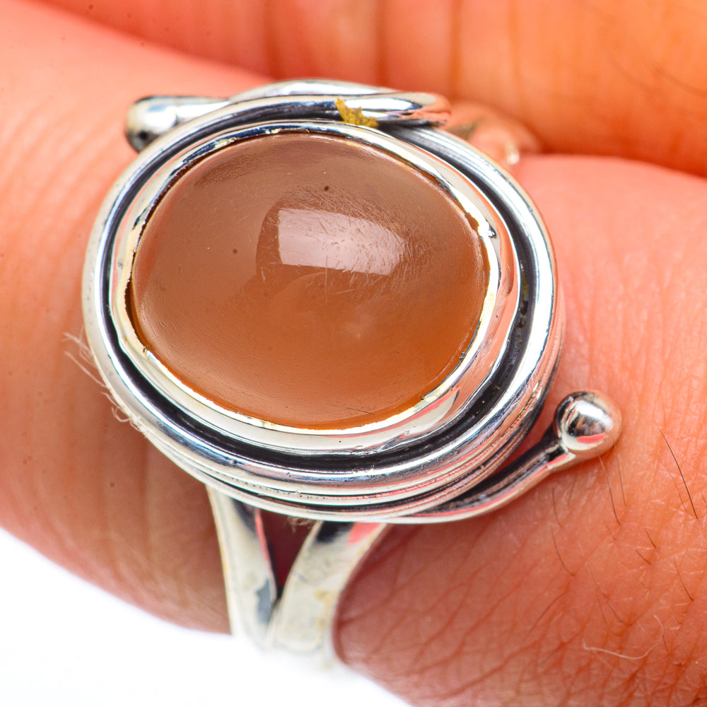 Peach Moonstone Rings handcrafted by Anasilvercos - RING73590