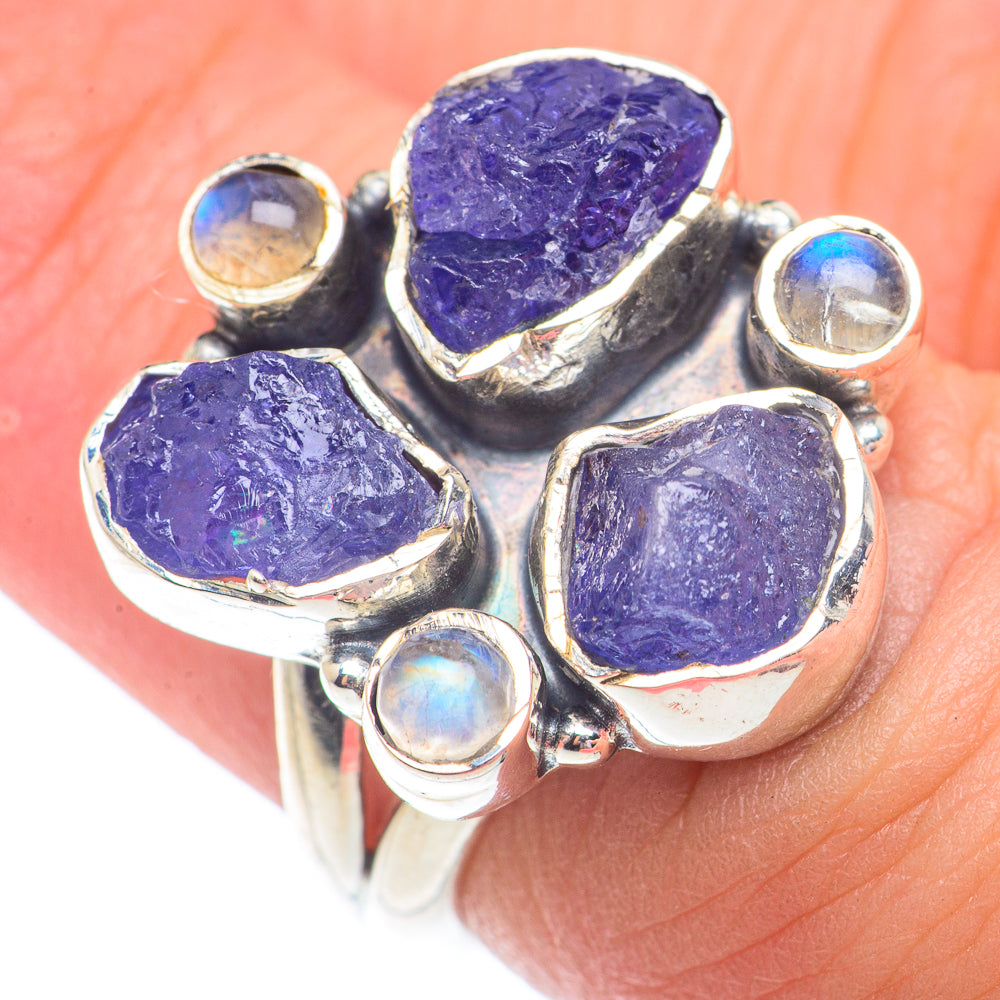 Tanzanite, Rainbow Moonstone Rings handcrafted by Anasilvercos - RING73596