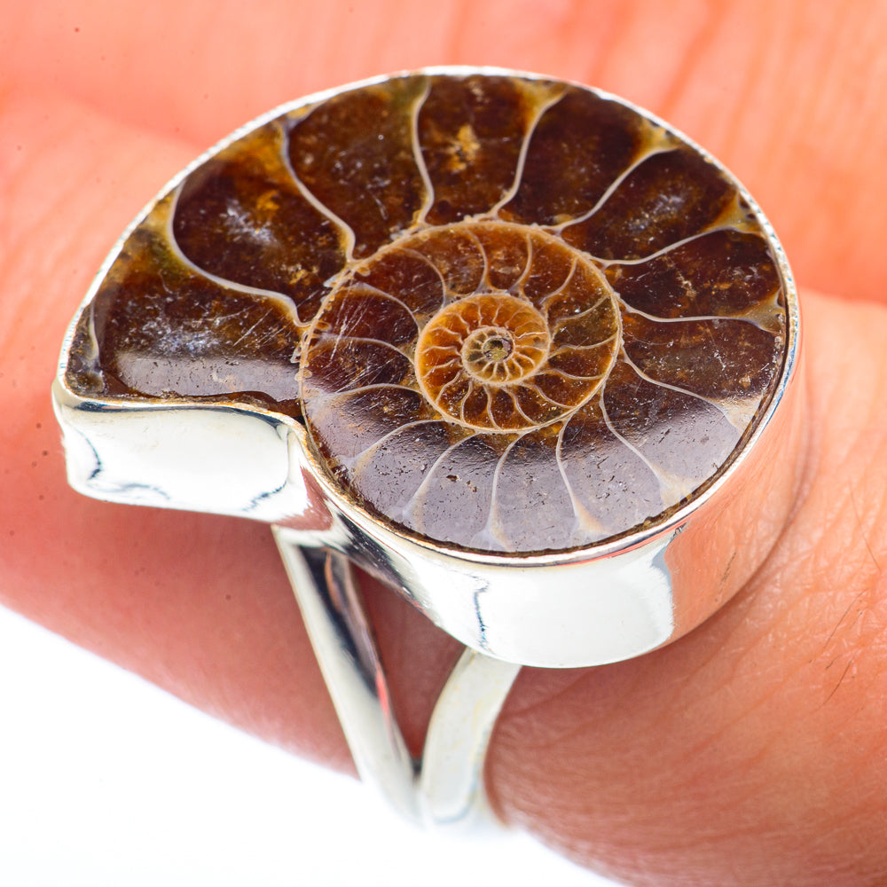 Ammonite Fossil Rings handcrafted by Anasilvercos - RING73634
