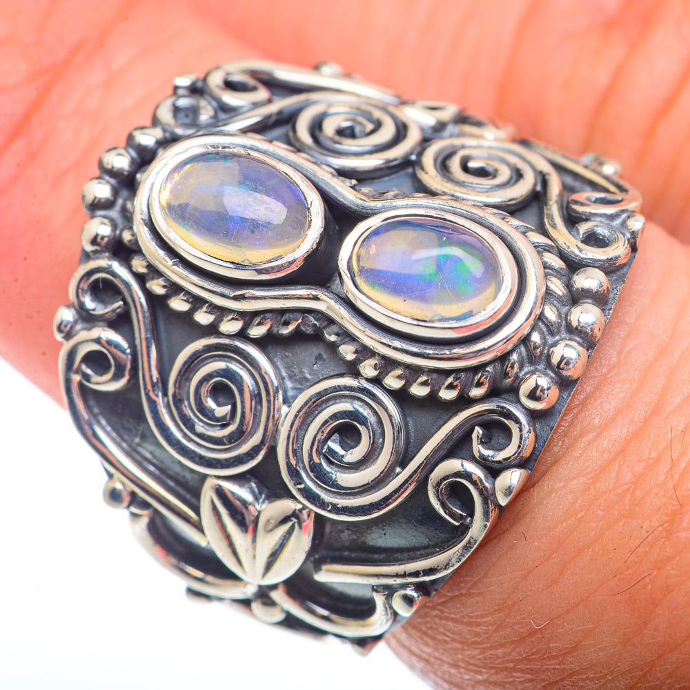 Rainbow Moonstone Rings handcrafted by Anasilvercos - RING73656