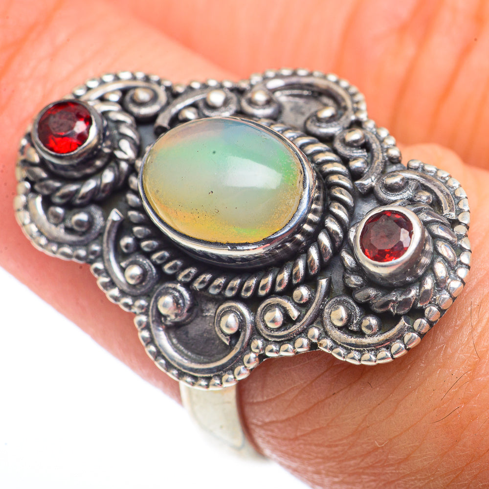 Ethiopian Opal, Garnet Rings handcrafted by Anasilvercos - RING73657