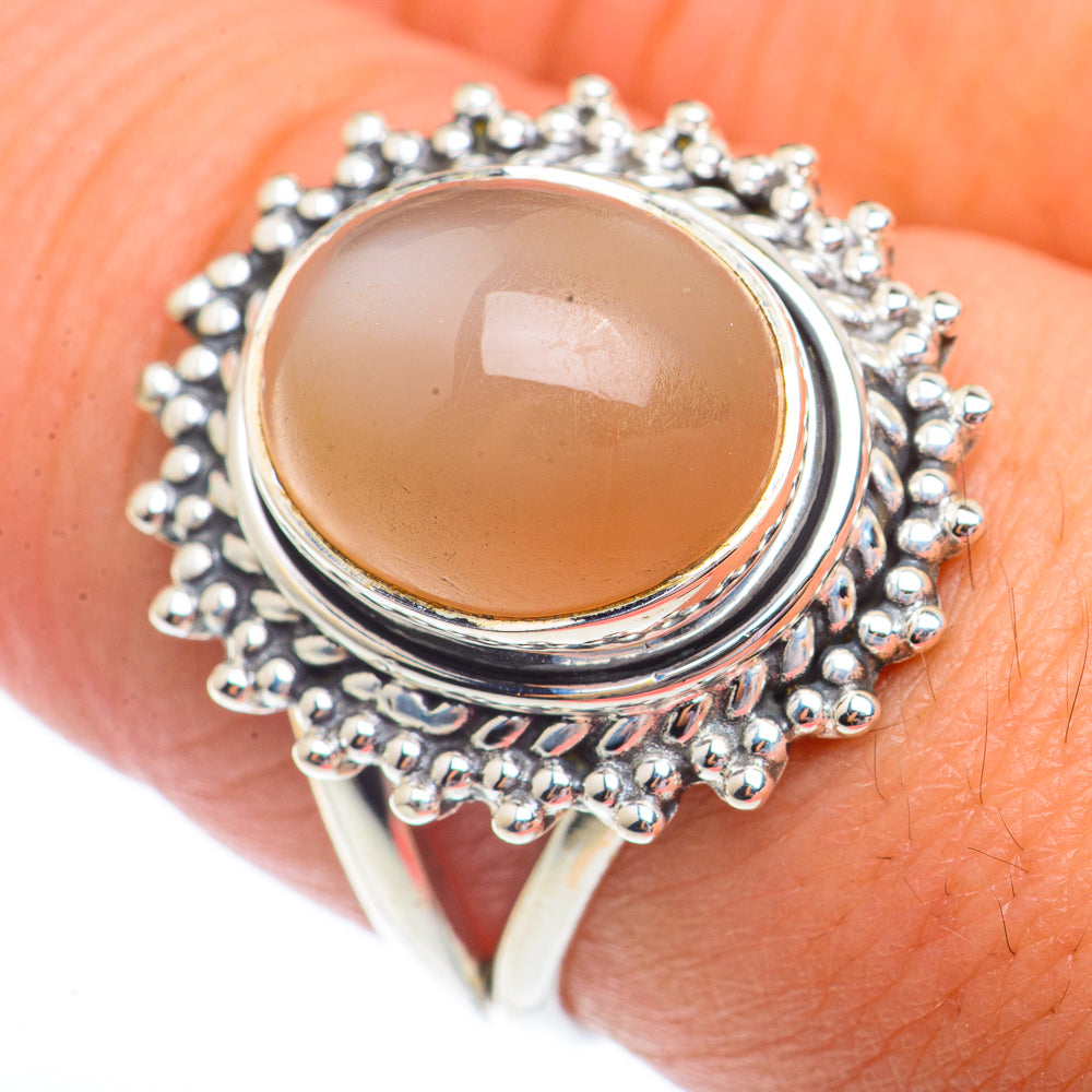 Peach Moonstone Rings handcrafted by Anasilvercos - RING73681