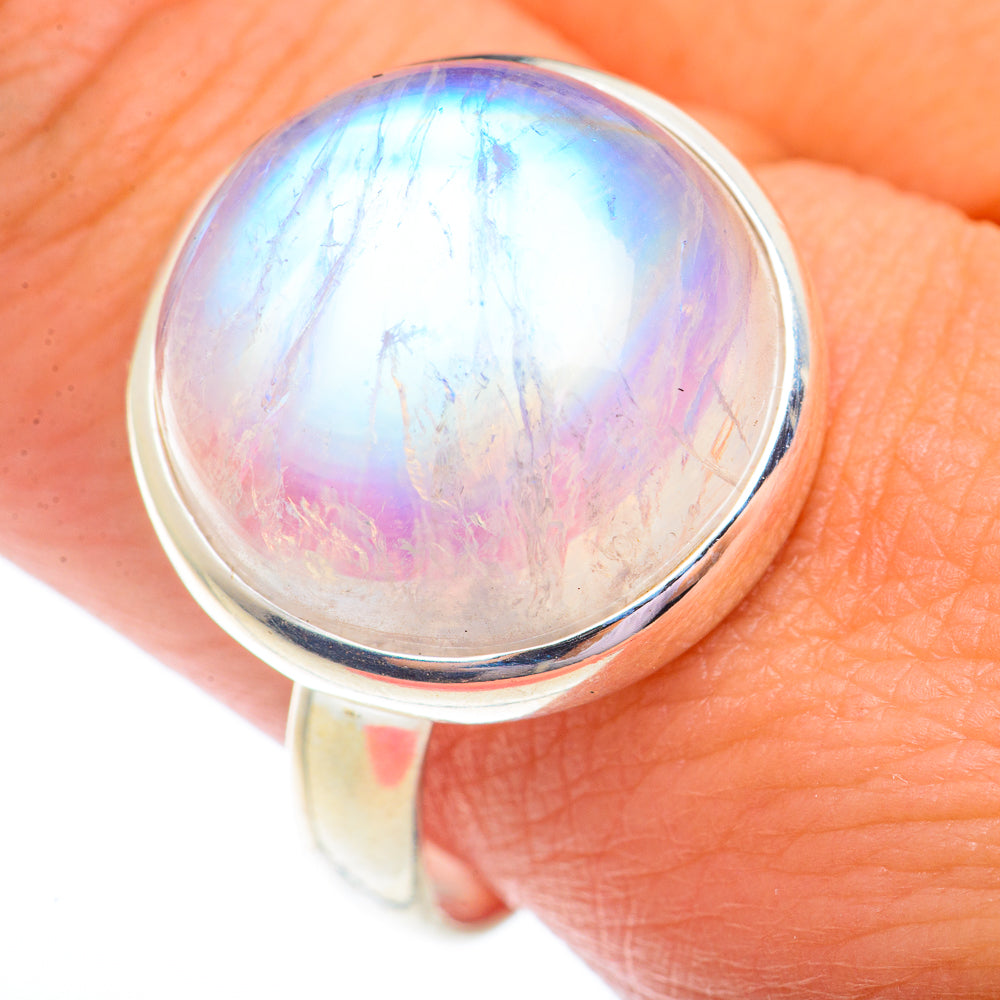 Rainbow Moonstone Rings handcrafted by Anasilvercos - RING73699