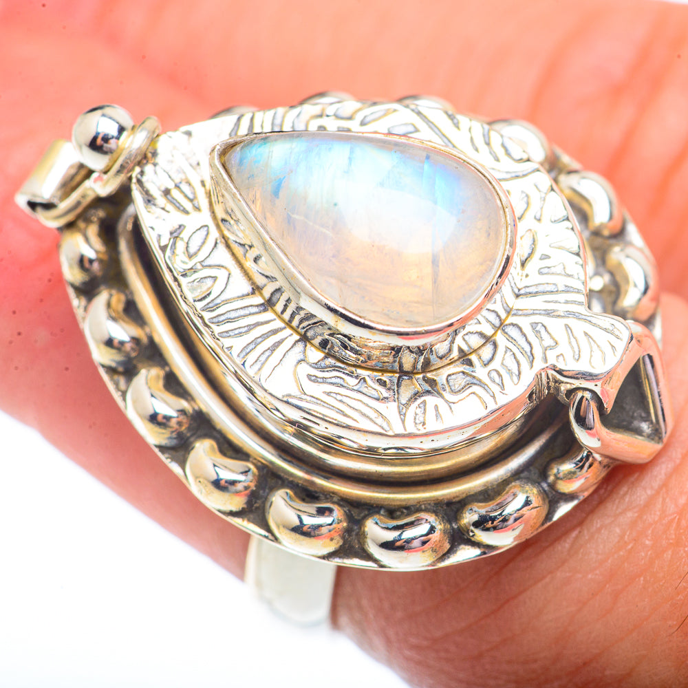 Rainbow Moonstone Rings handcrafted by Anasilvercos - RING73740