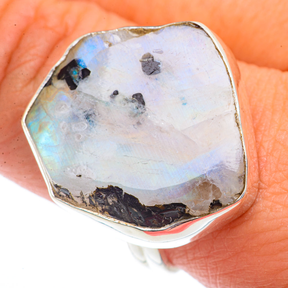 Rainbow Moonstone Rings handcrafted by Anasilvercos - RING73741