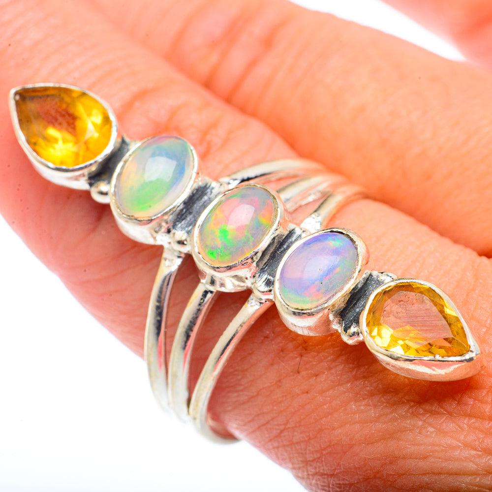Ethiopian Opal, Citrine Rings handcrafted by Anasilvercos - RING73746