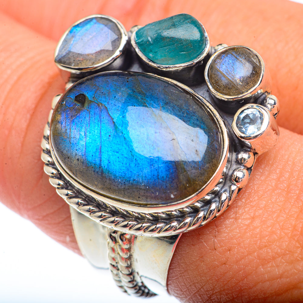 Labradorite, Apatite Rings handcrafted by Anasilvercos - RING73754