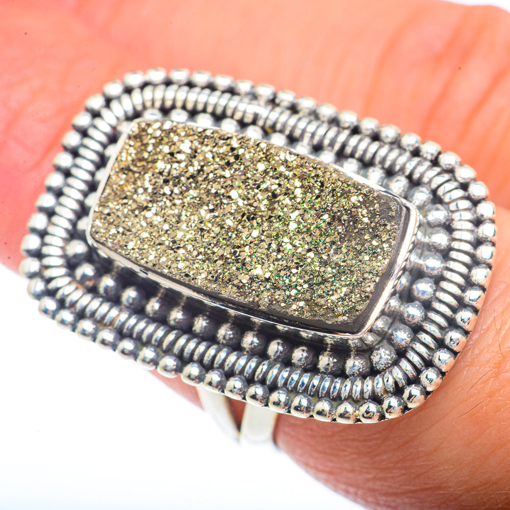 Spectro Pyrite Druzy Rings handcrafted by Anasilvercos - RING73770