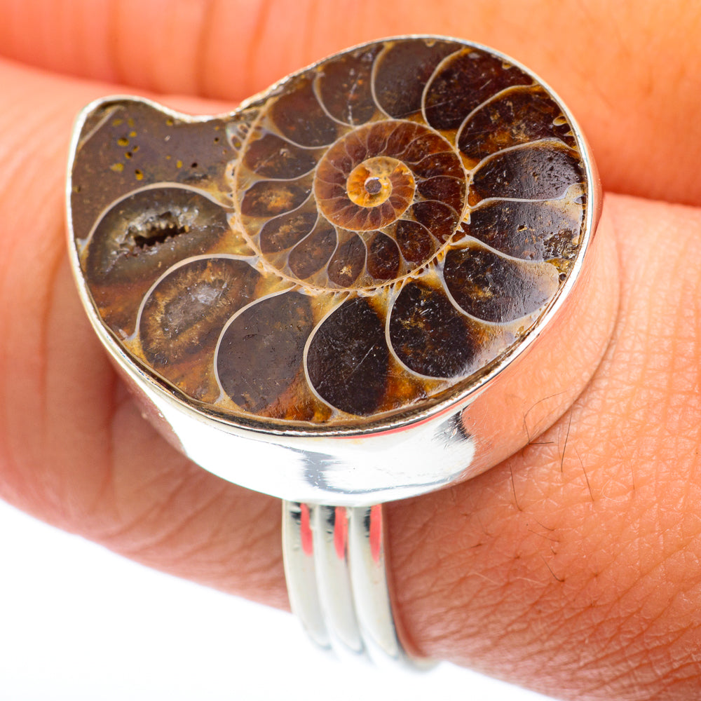 Ammonite Fossil Rings handcrafted by Anasilvercos - RING73833