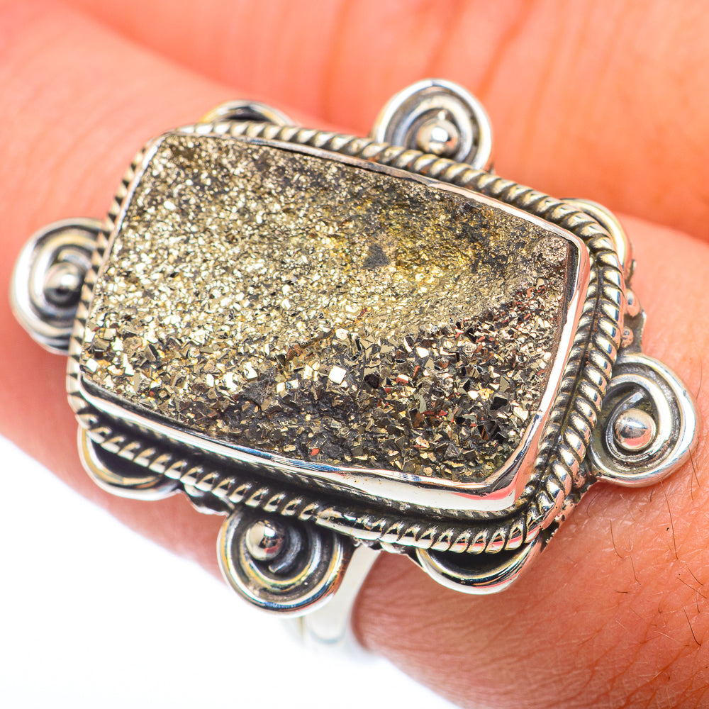 Spectro Pyrite Druzy Rings handcrafted by Anasilvercos - RING73846