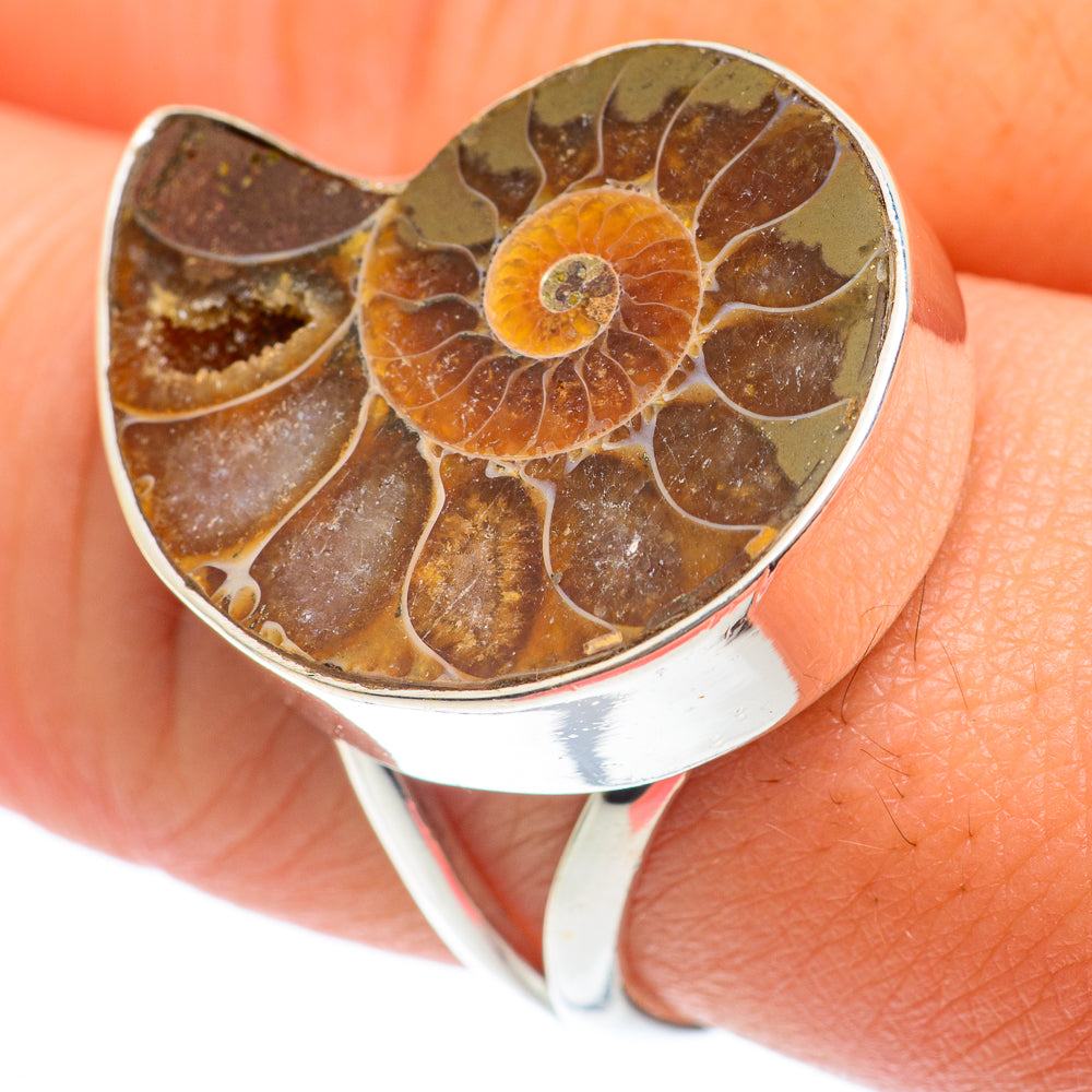 Ammonite Fossil Rings handcrafted by Anasilvercos - RING73874