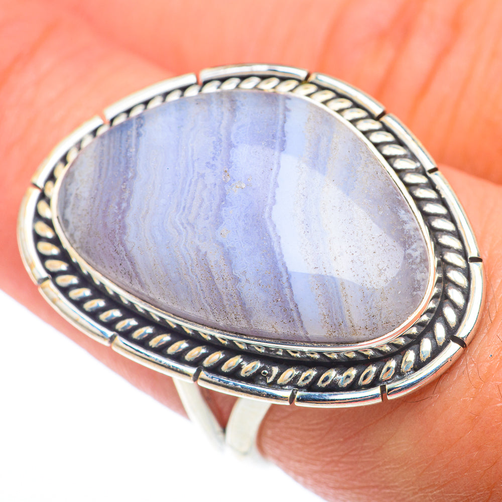 Blue Lace Agate Rings handcrafted by Anasilvercos - RING73892