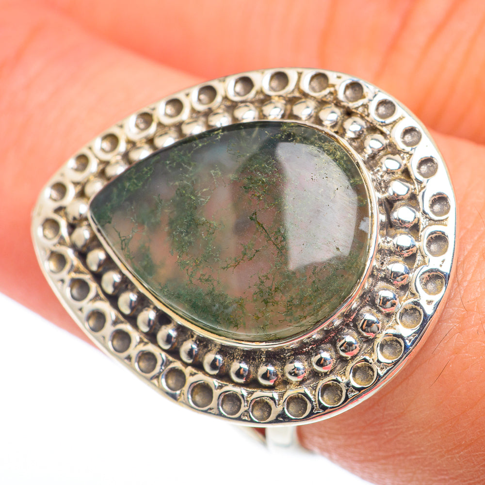 Green Moss Agate Rings handcrafted by Anasilvercos - RING73911