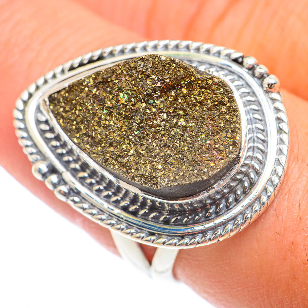 Spectro Pyrite Druzy Rings handcrafted by Anasilvercos - RING73964