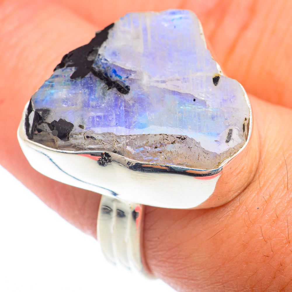 Rainbow Moonstone Rings handcrafted by Anasilvercos - RING74008