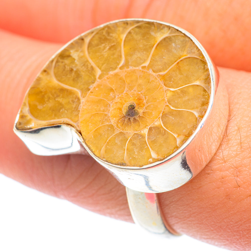 Ammonite Fossil Rings handcrafted by Anasilvercos - RING74068