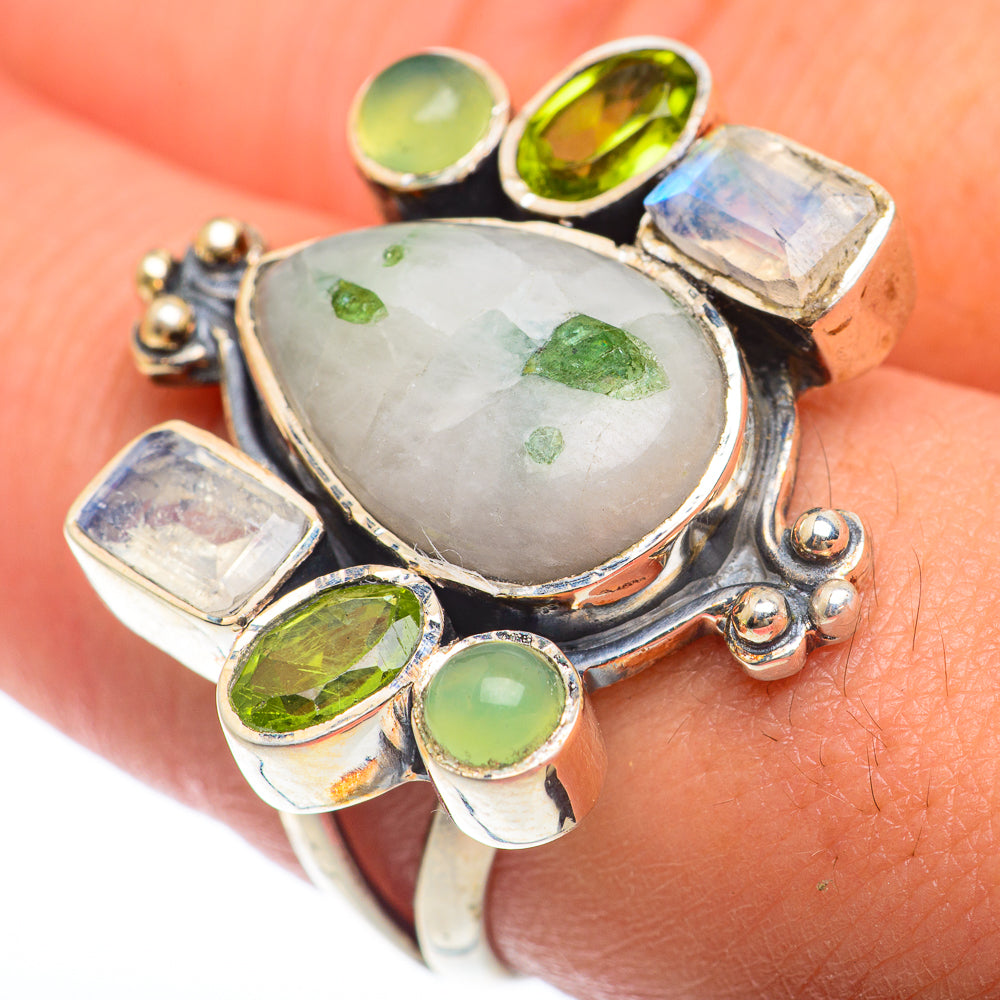 Green Tourmaline In Quartz Rings handcrafted by Anasilvercos - RING74088
