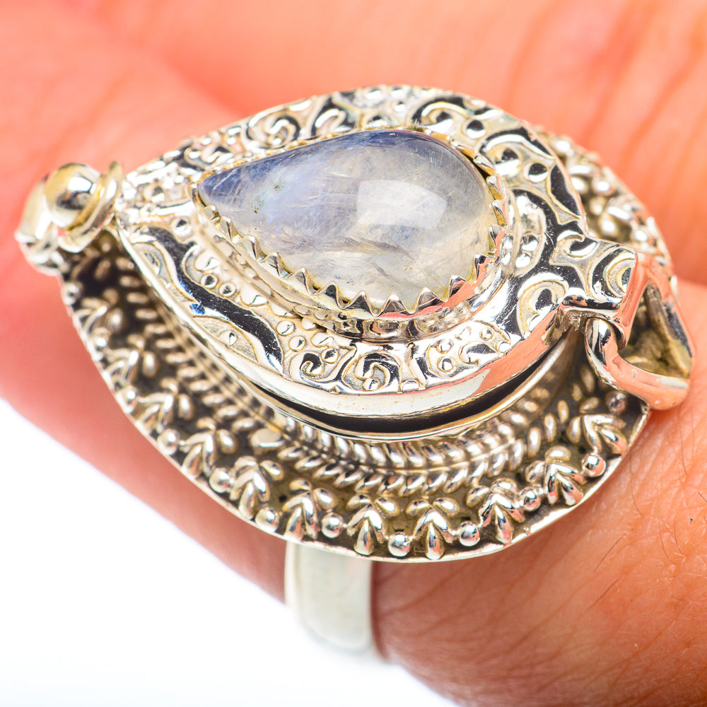 Rainbow Moonstone Rings handcrafted by Anasilvercos - RING74094