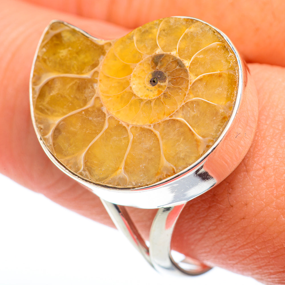 Ammonite Fossil Rings handcrafted by Anasilvercos - RING74156