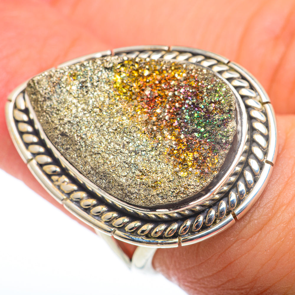 Spectro Pyrite Druzy Rings handcrafted by Anasilvercos - RING74167