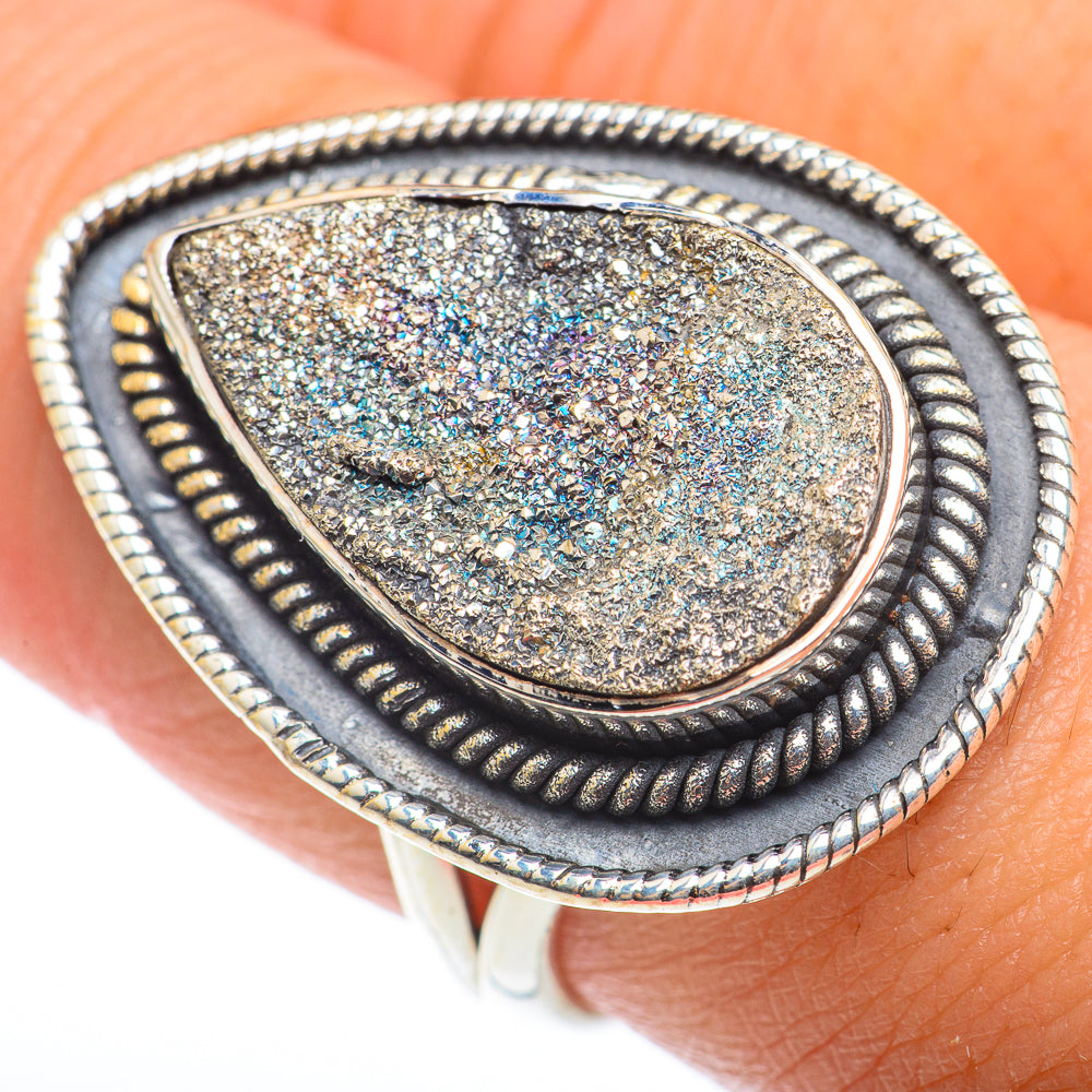 Spectro Pyrite Druzy Rings handcrafted by Anasilvercos - RING74168