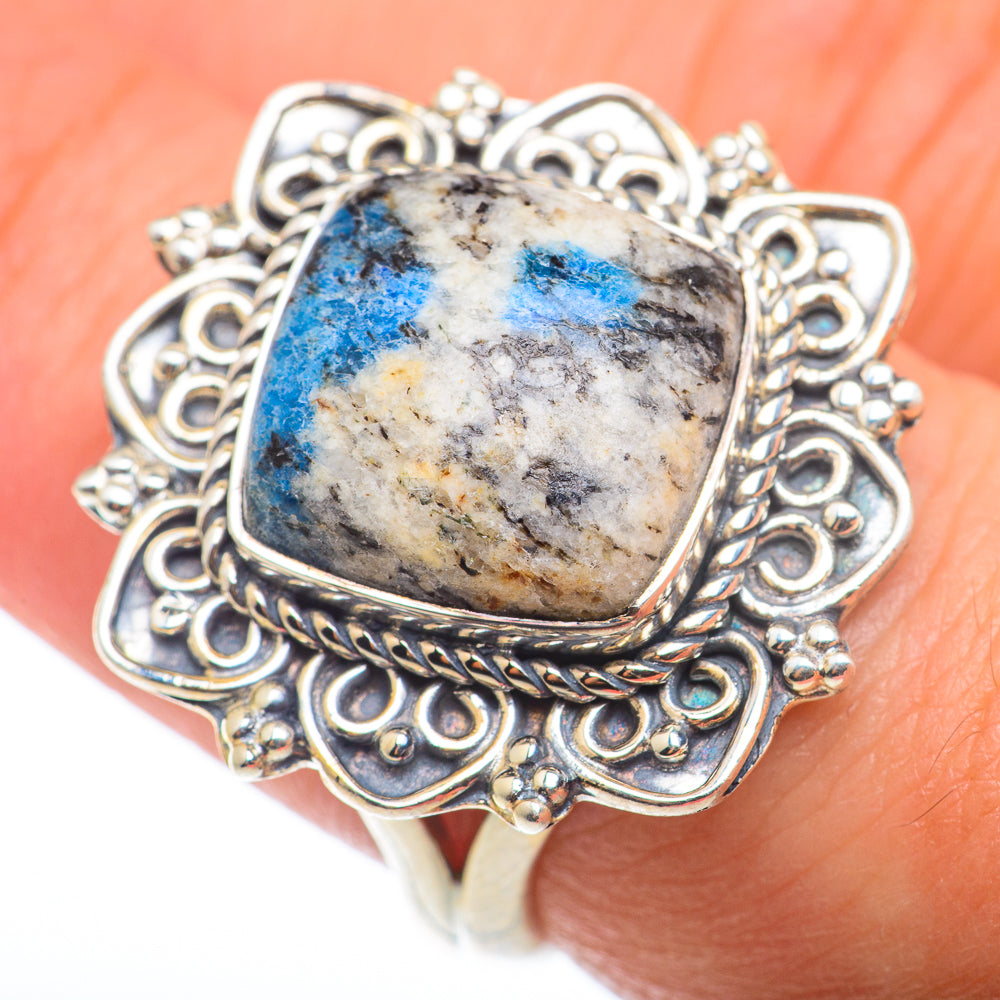 K2 Blue Azurite Rings handcrafted by Anasilvercos - RING74185