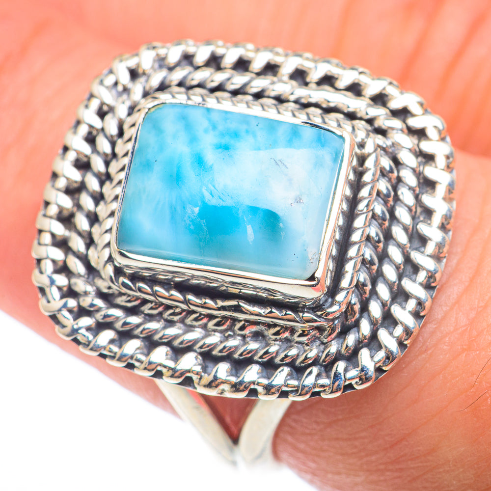 Larimar Rings handcrafted by Anasilvercos - RING74186
