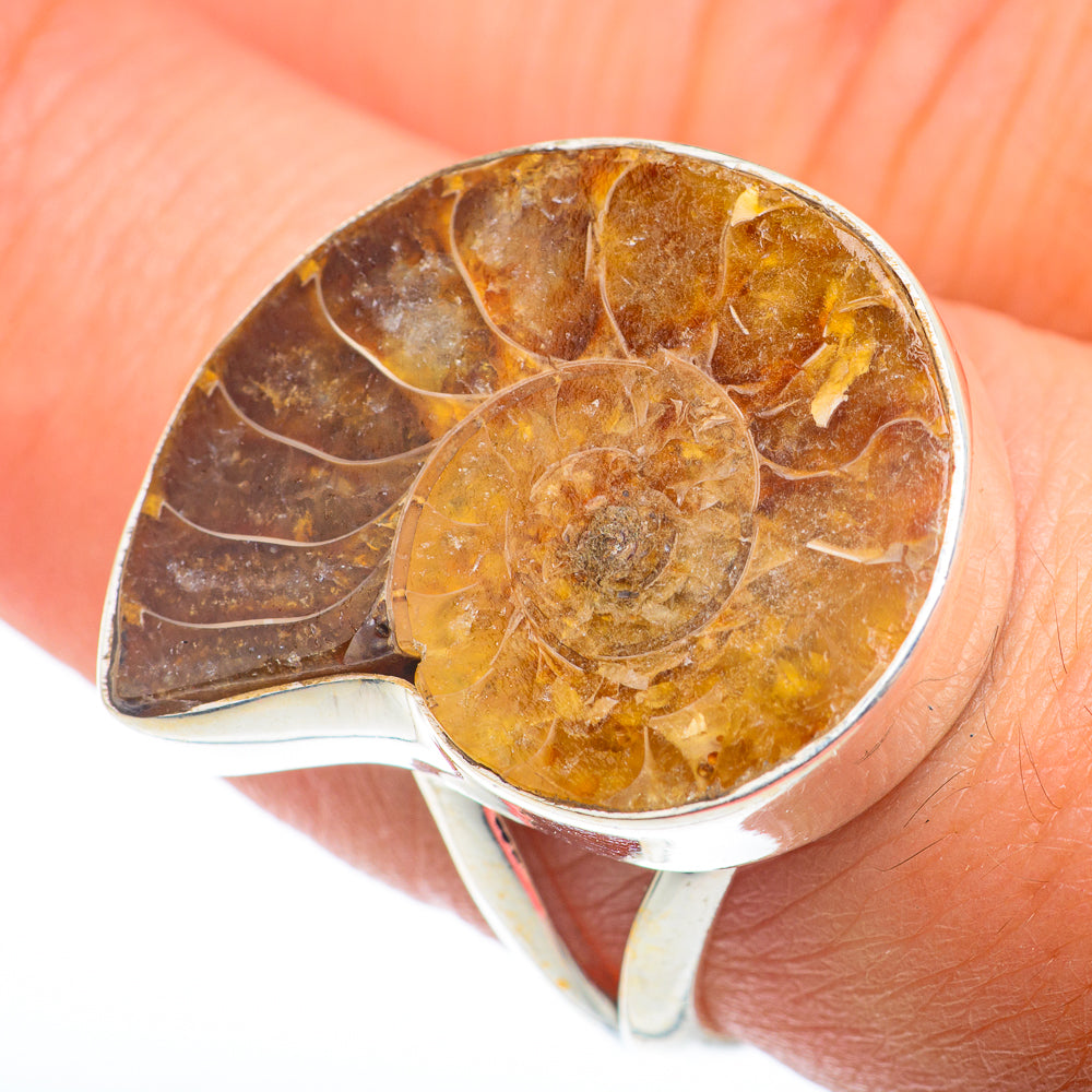 Ammonite Fossil Rings handcrafted by Anasilvercos - RING74238