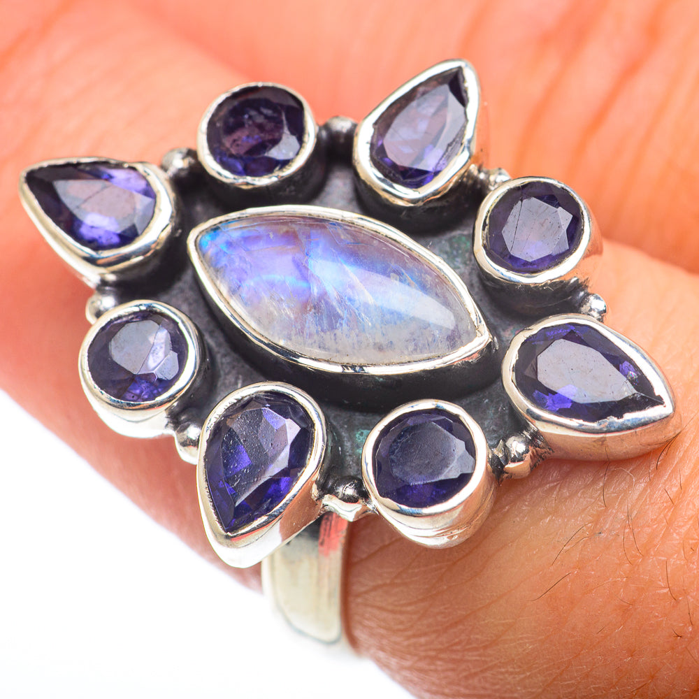 Rainbow Moonstone Rings handcrafted by Anasilvercos - RING74284