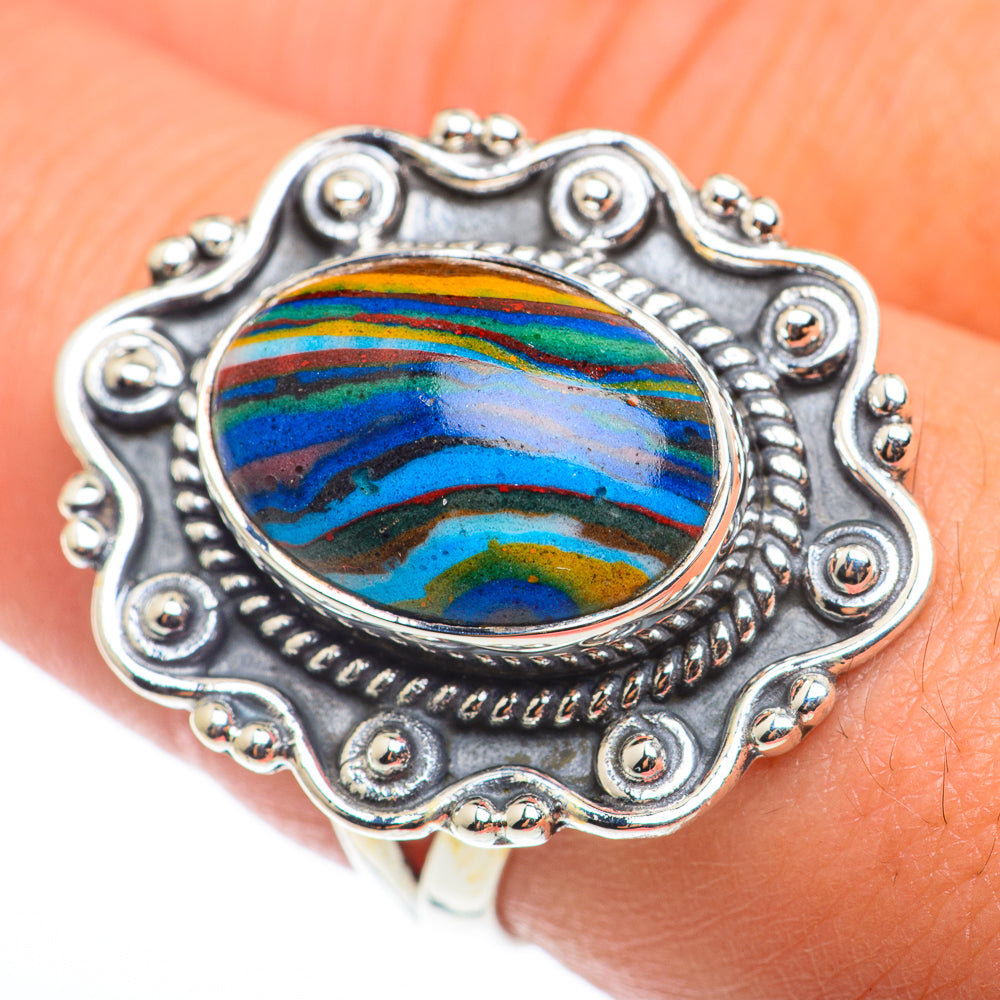 Rainbow Calsilica Rings handcrafted by Anasilvercos - RING74291