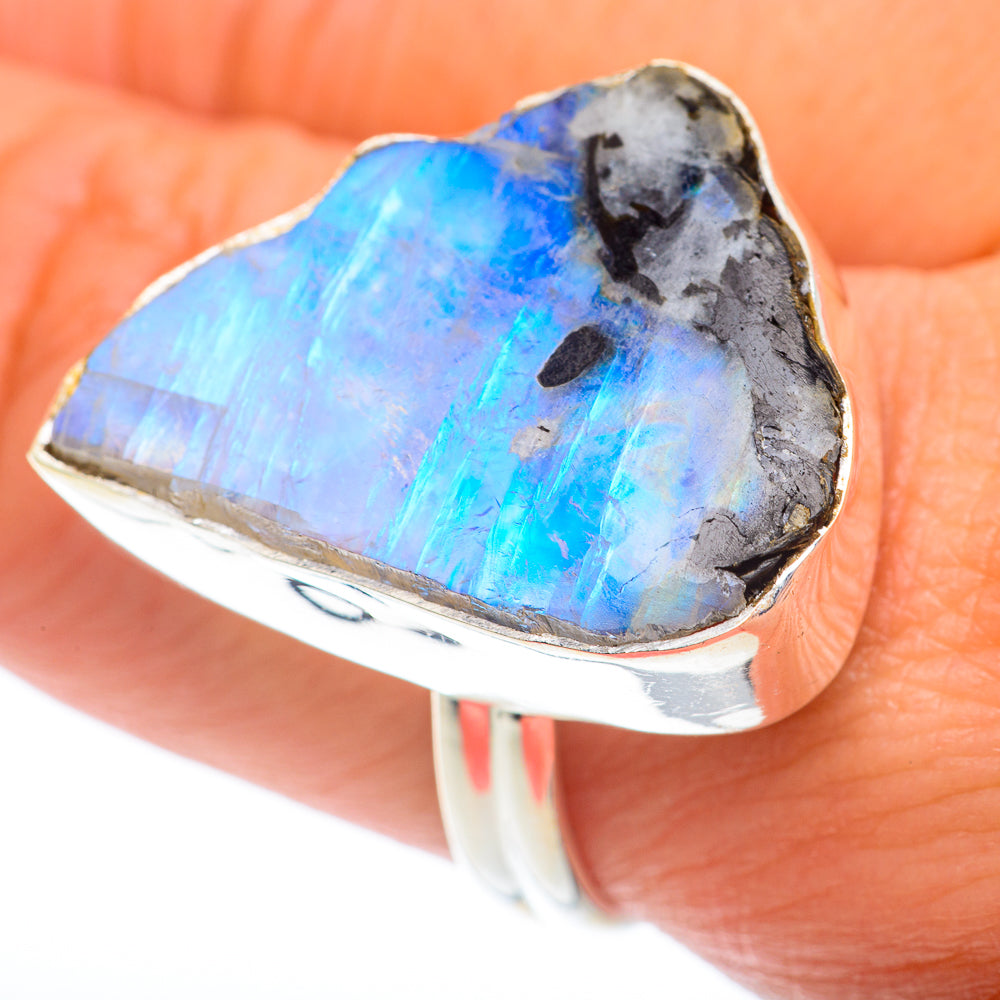 Rainbow Moonstone Rings handcrafted by Anasilvercos - RING74357