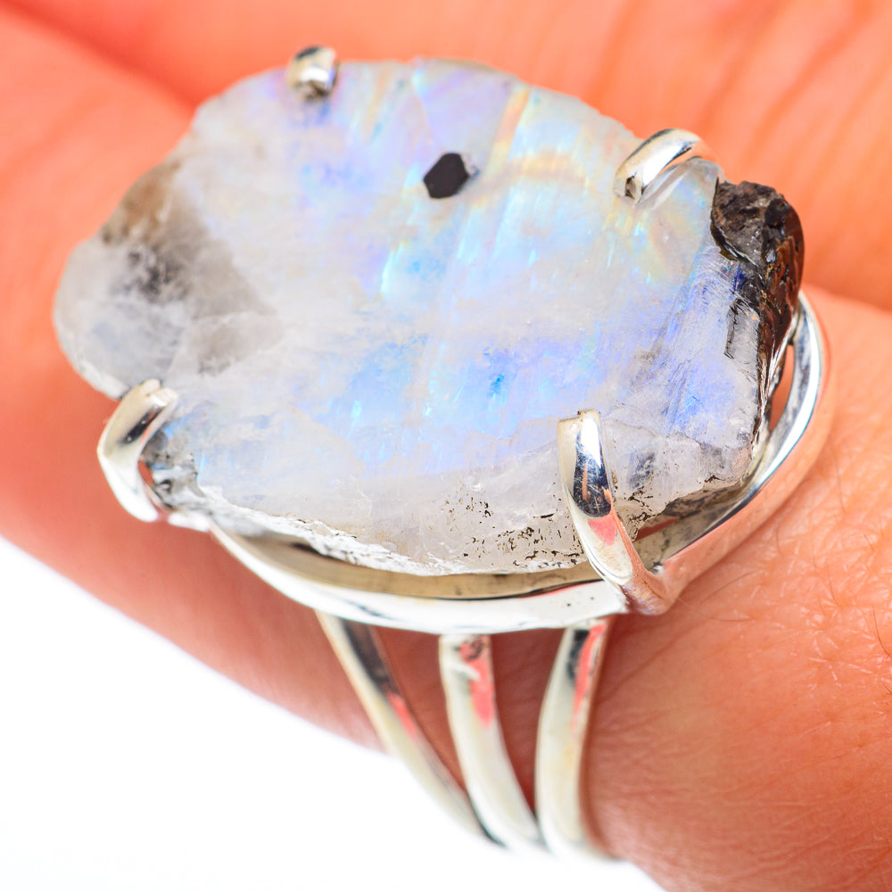 Rainbow Moonstone Rings handcrafted by Anasilvercos - RING74359