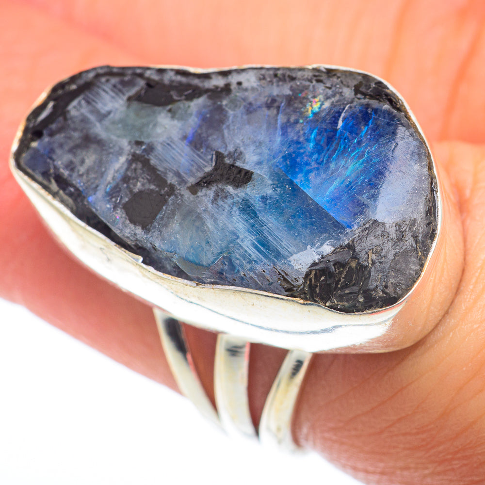 Rainbow Moonstone Rings handcrafted by Anasilvercos - RING74361