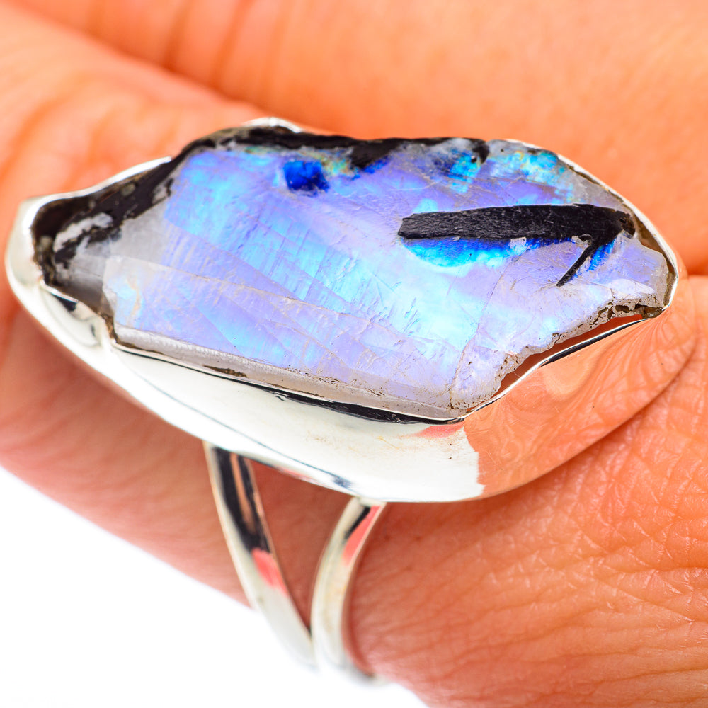 Rainbow Moonstone Rings handcrafted by Anasilvercos - RING74393
