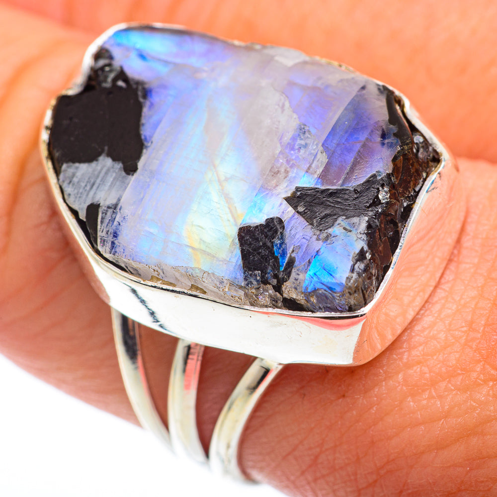 Rainbow Moonstone Rings handcrafted by Anasilvercos - RING74395