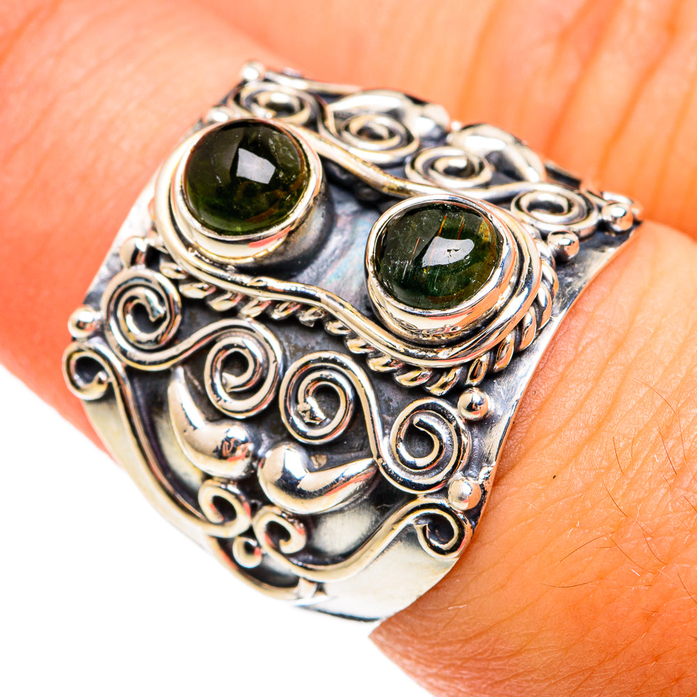 Green Tourmaline Rings handcrafted by Anasilvercos - RING74416