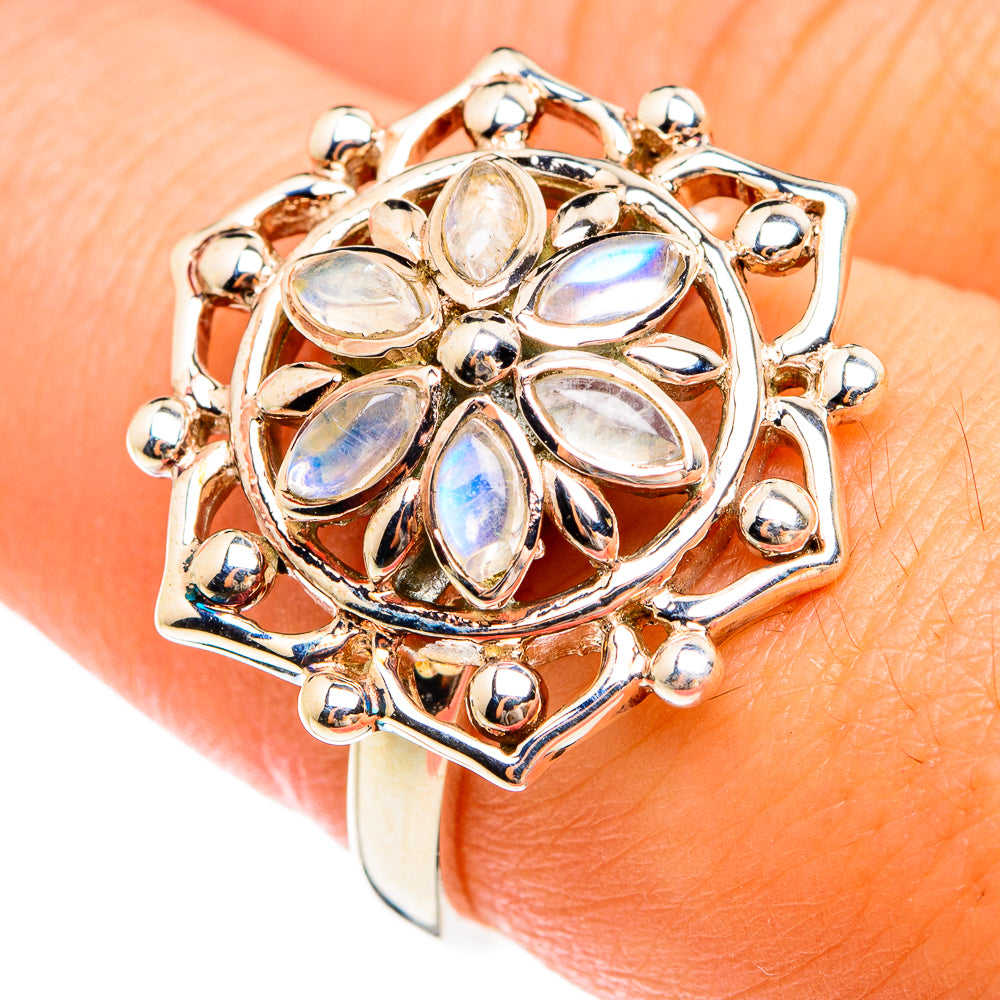 Rainbow Moonstone Rings handcrafted by Anasilvercos - RING74437