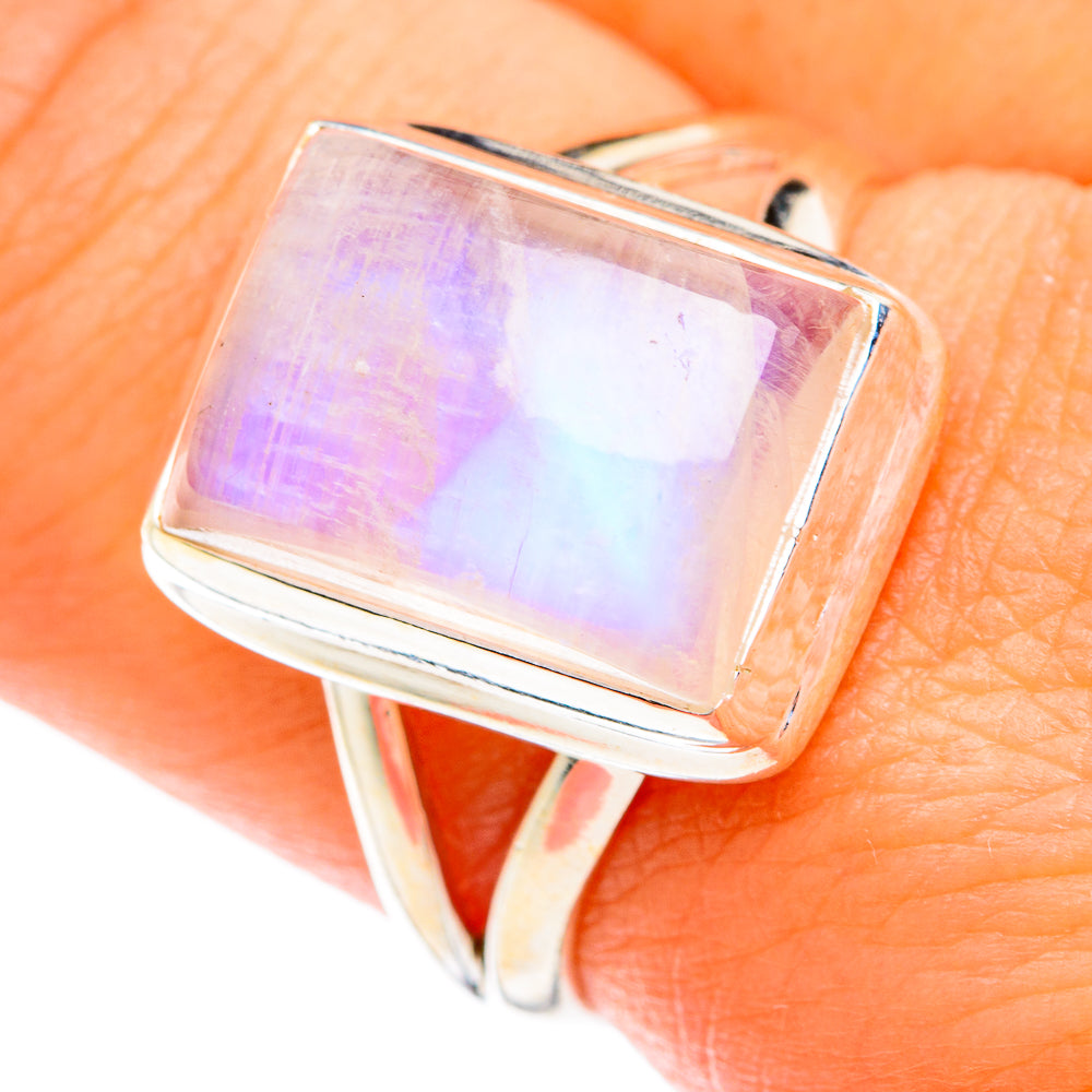 Rainbow Moonstone Rings handcrafted by Anasilvercos - RING74439