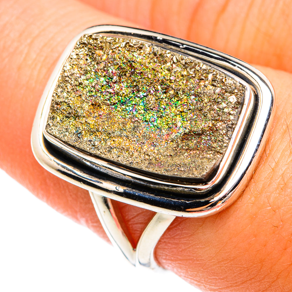 Spectro Pyrite Druzy Rings handcrafted by Anasilvercos - RING74469
