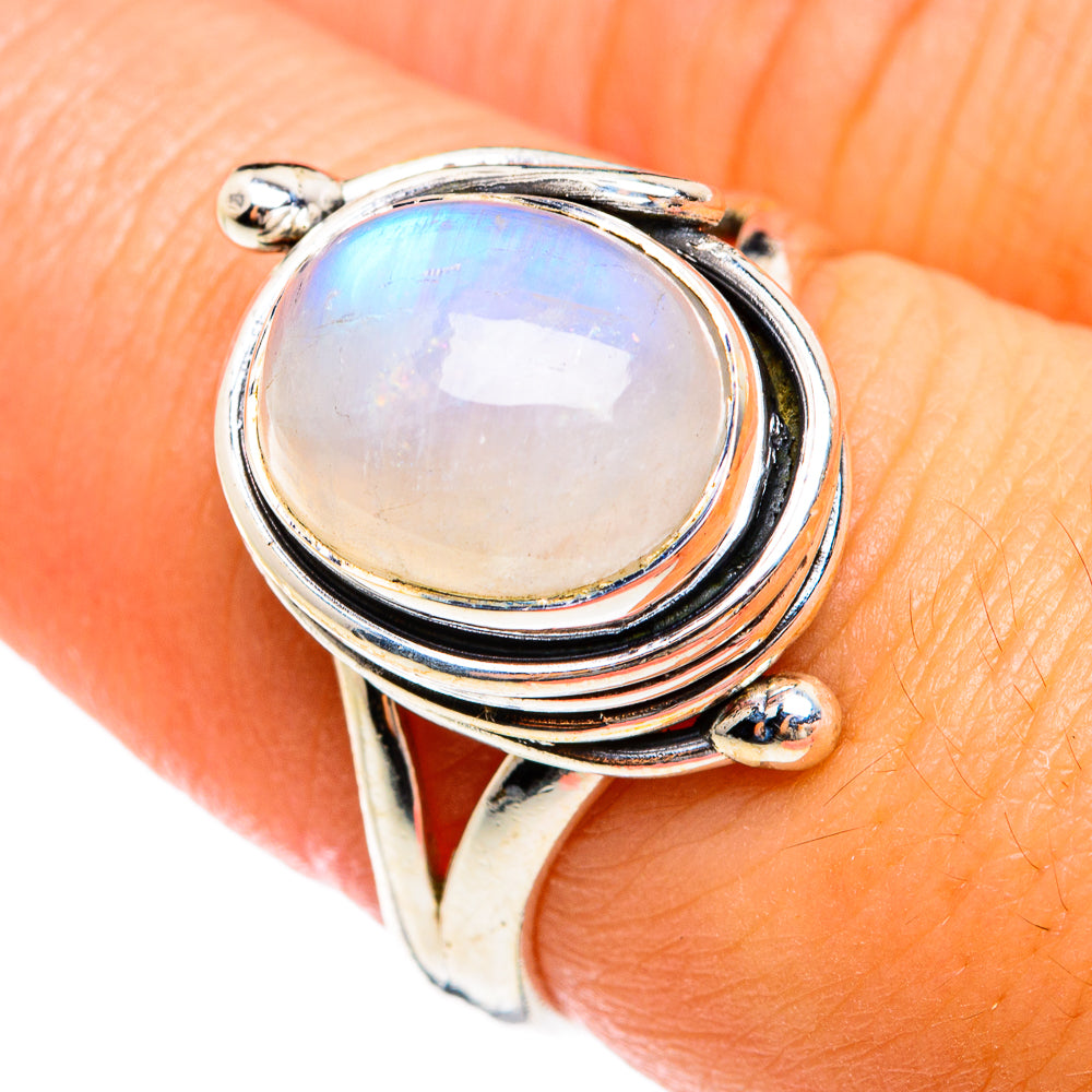 Rainbow Moonstone Rings handcrafted by Anasilvercos - RING74477